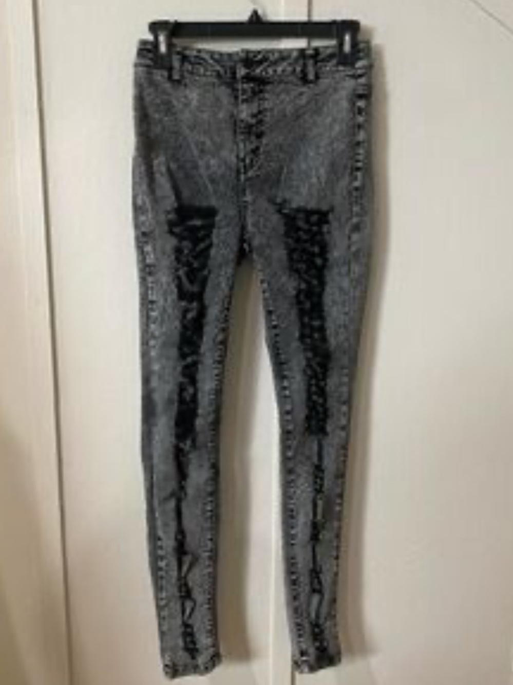 Dolls Kill Black Washed Ripped Skinny Jeans